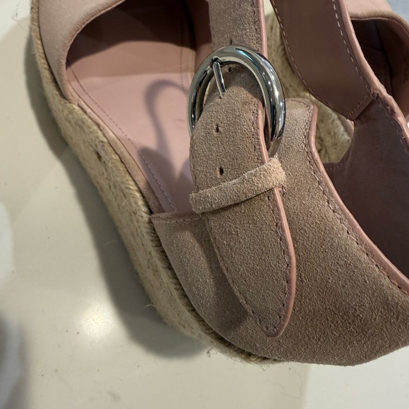 Marc Fisher Size 9 Mlalita Blush Suede Leather Upper Espadrille Wedge Sandals - Picture 13 of 16